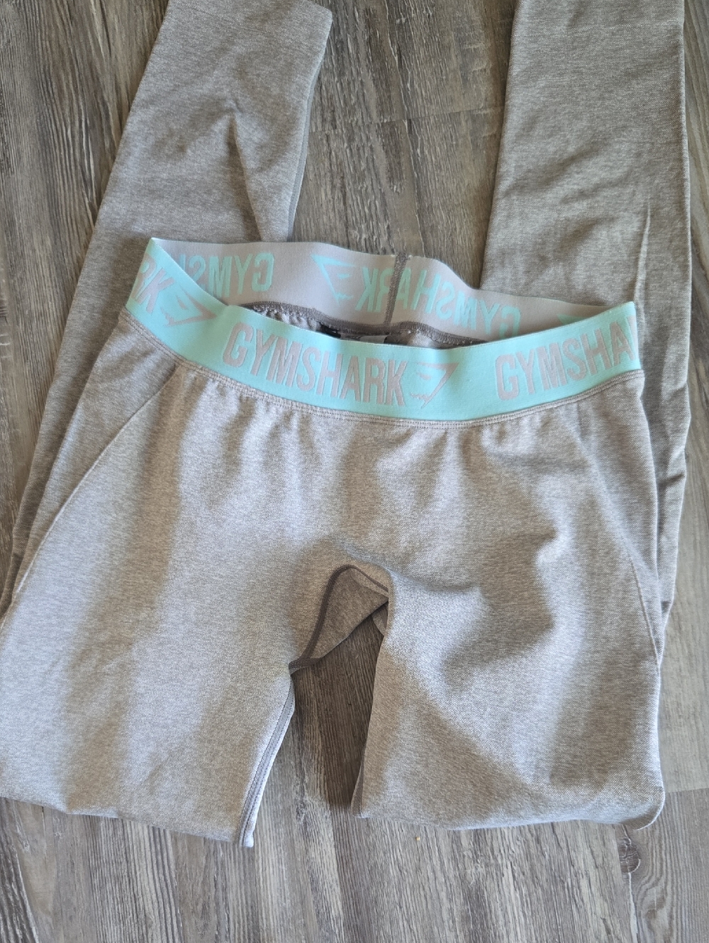 Gymshark Heather Gray Leggings with Mint Logo Waistband